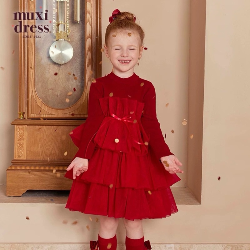 Red Ruffled Dress for Girls